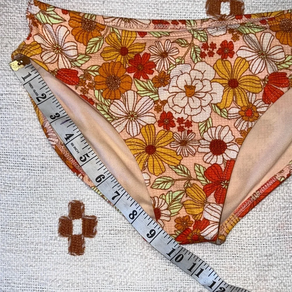 Art Class Floral Rash Guard Bikini Set- Pink and Orange Floral Size XL (14)